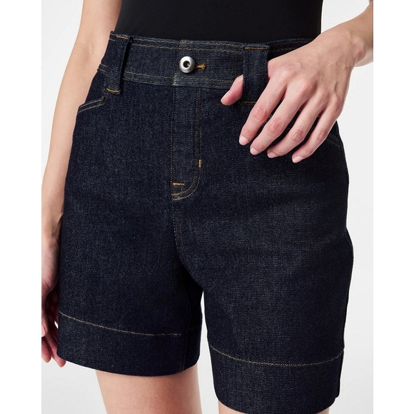 New Spanx Denim Trouser Short 6" Raw Indigo Size Small - Picture 3 of 16